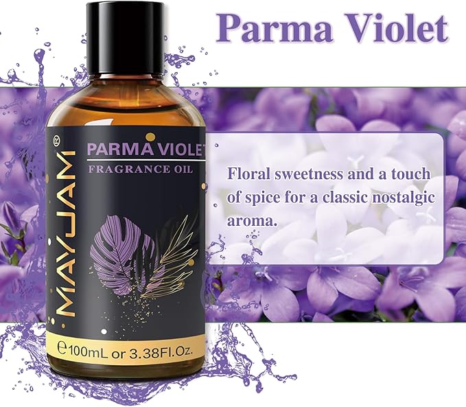 100ML/3.38FL.OZ Parma Violet Fragrance Oils with Glass Dropper, Essential Oils for Diffusers for Home, Long Lasting Scented Oils for Diffusers Soap Candle Making