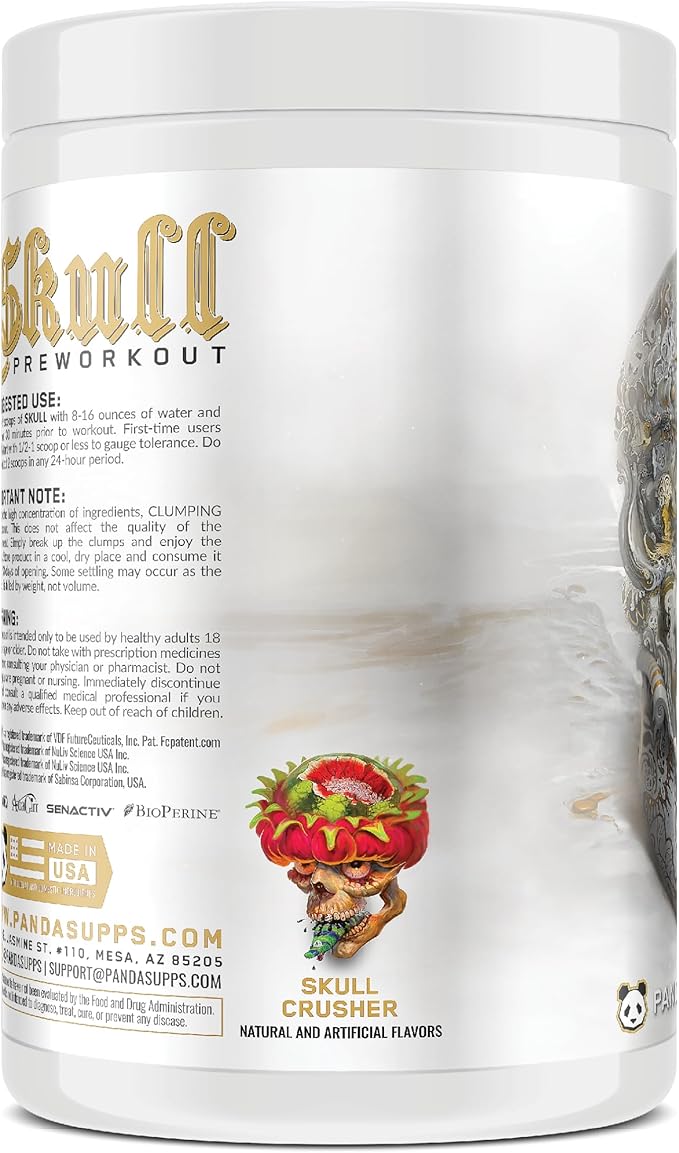 Underground Bio Labs/Panda Supps Skull:Nootropic Pre-Workout,403mg Caffeine, Tunnel Vision Focus,Pumps, Unparalled Energy (40 Scoops) (Dragonfruit Watermelon Candy) Skull Crusher