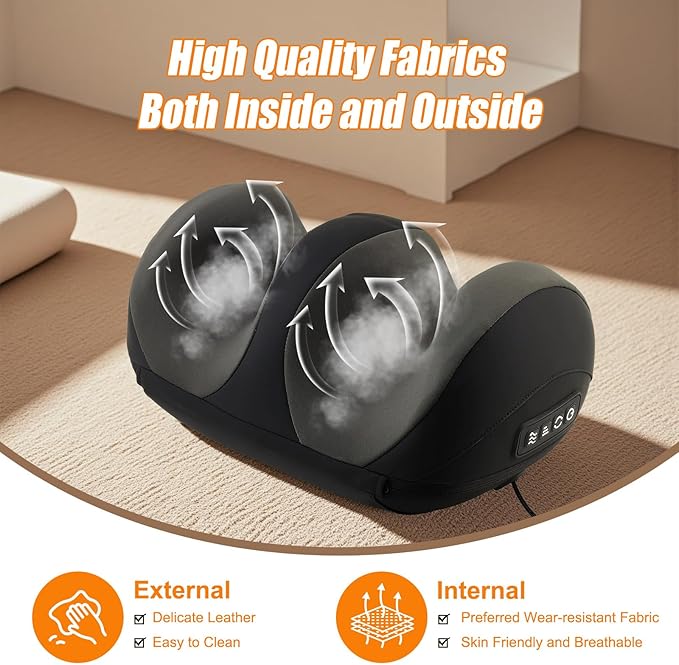 Foot Massager with Heat, Shiatsu Kneading Foot and Calf Electric Massager Machine with Roller, Massage Feet/Arm/Calf/Ankle for Relax, Plantar Fasciitis, Pain Relief, Gifts for Women & Men, Black