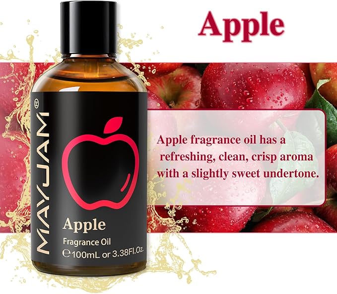 100ML/3.38FL.OZ Apple Fragrance Oils with Glass Dropper, Essential Oils for Diffusers for Home, Long Lasting Scented Oils for Diffusers Soap Candle Making