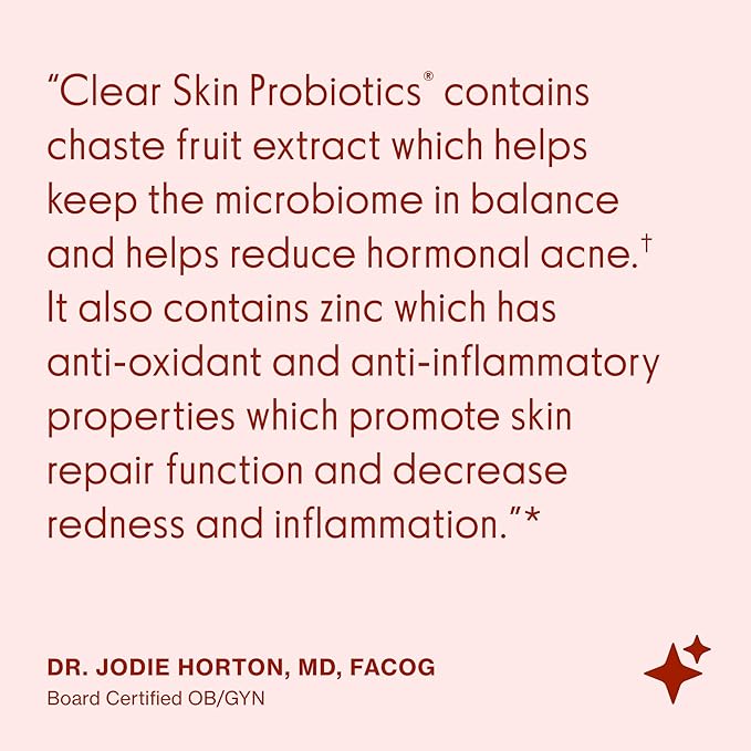 Love Wellness Clear Skin Probiotic | Clear Up Hormonal Acne Pimples, Redness & Pore Minimizer | Skin Care with Zinc, Bifidobacterium Longum & Chaste Tree Fruit Extract | Acne Treatment | 30 Count