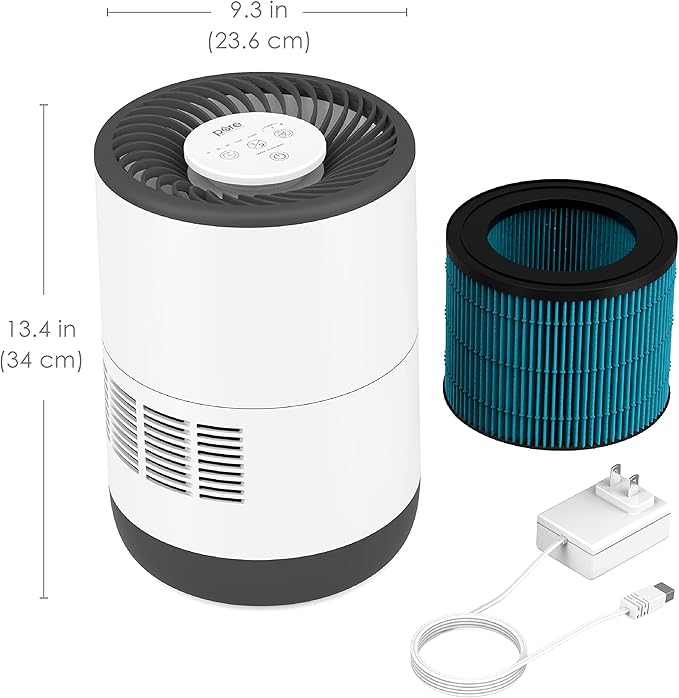 Pure Enrichment MistAire Eva - Mist-Free Evaporative Humidifier (2.8L) with Antibacterial Filter, 4-Speeds, Large Room Coverage up to 500 sq. ft., and Auto Shut-Off Timer