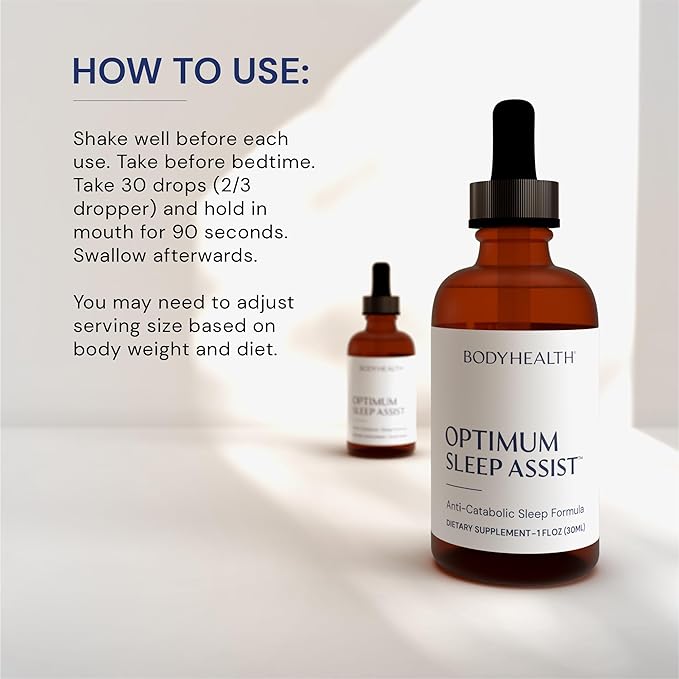 BodyHealth Optimum Sleep Assist, Natural Sleep Aid Vitamin with Melotonin and B6 for Adults, Supplement to Support Sleeping - 30 Servings
