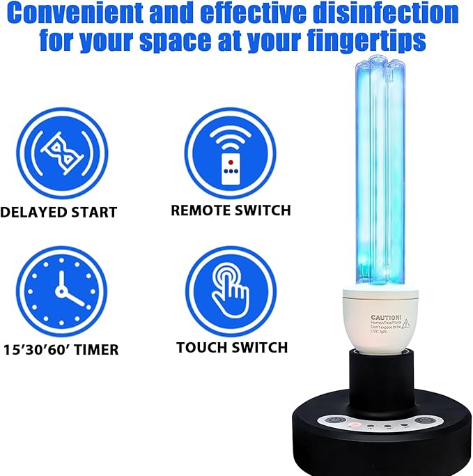 BAIMNOCM UV Light Sanitizer, UVC Disinfection Lamp with E26 Base and Remote Control, UV-C Light Bulb 25 Watts Indoor Use, 1 Count