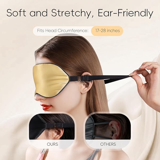 TOPOINT Silk Sleep Mask Light Blocking, 3-in-1 Cooling Heated Eye Mask for Sleeping, Includes Silk Senna Seed and Gel Masks, for Migraine Dry Eye Dark Circles Women Men