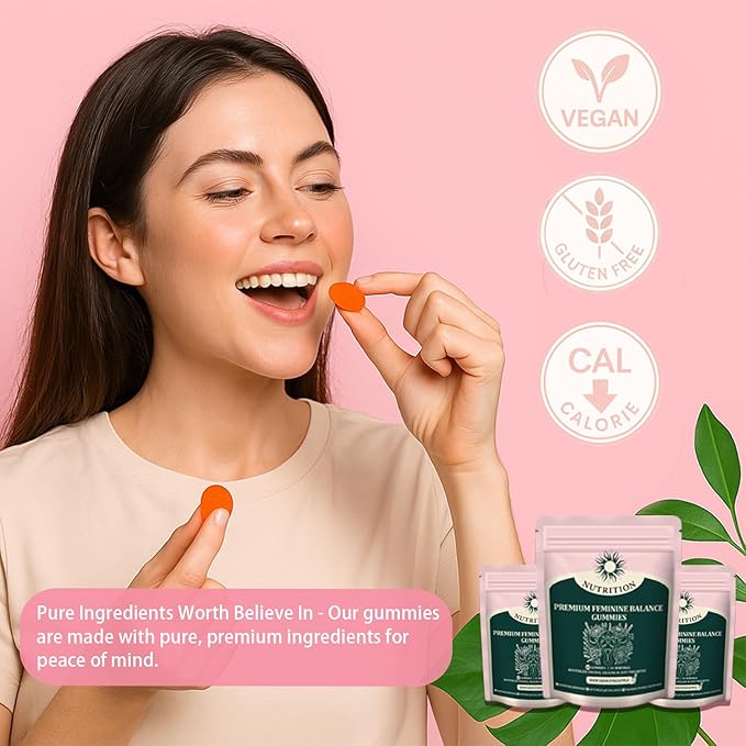 Feminine Balance Gummies – Daily pH Balance & Vaginal Health Support, Probiotics for Womens Odor & Confidence Pineapple Flavor Vegan & Sugar-Free (30-Day Supply)