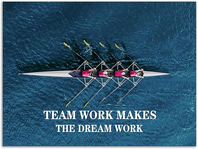 Inspirational Positive Quotes Wall Art Motivational Painting Prints on Canvas Team Work Makes The Dream Work Modern Inspiring Team Posters Framed Artwork School Home Office Decor[30" W X 40" H]