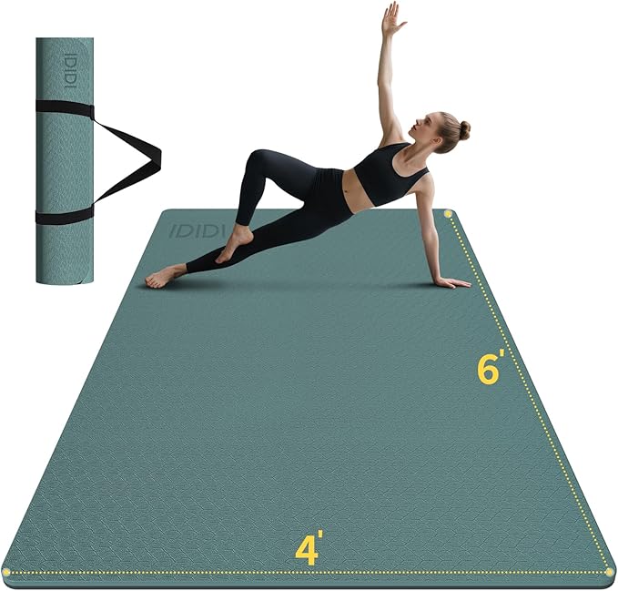 8mm Large Yoga Mat (6'x 4') - Extra Long and Wide 72 x 48 x 0.32 inches, Non-Slip POE Fitness Mat, Eco-Friendly, Thick Wide Exercise Mat for Home Workouts,Ideal for Yoga and Pilates.