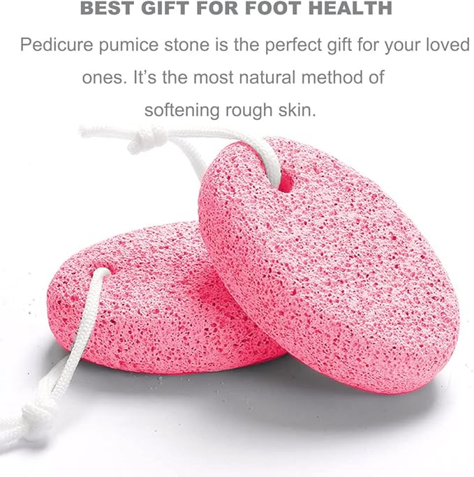 Natural Foot Pumice Stone for Feet, Borogo 2-Pack Lava Pedicure Tools Hard Skin Callus Remover for Feet and Hands -Red