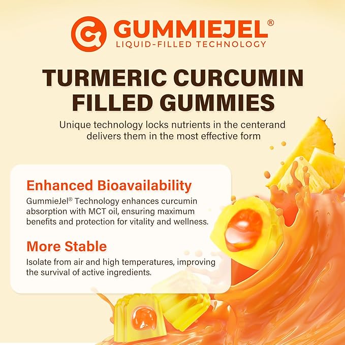 Turmeric Gummies 1000mg w/MCT Oil C8 C10, Organic Antioxidant, Turmeric Curcumin Supplement with Black Pepper Extract, Support Comfort, Boost Energy, Ultra Absorption, Sugar Free, 60 Cts