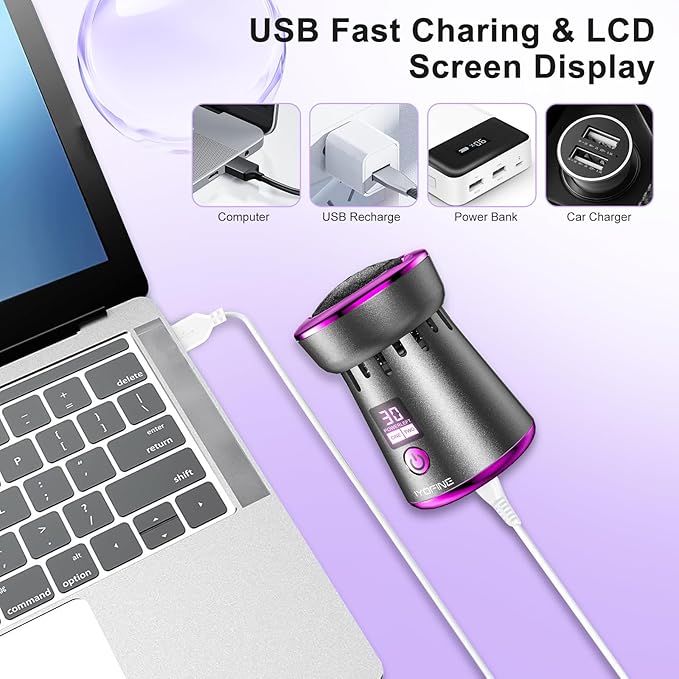 2025 Electric Foot Callus Remover, Rechargeable Pedicure Tool, Stainless Steel Heads for Dry Heels (Gray Purple)