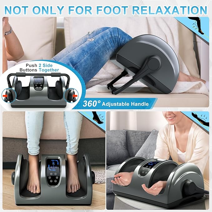 TISSCARE Shiatsu Foot Massager with Heat: FSA HSA Eligible Foot Massager for Neuropathy, Plantar Fasciitis and Pain Relief-Massage Feet/Leg/Calf/Ankle at Home/Office, Gifts for Women and Men(Gray)