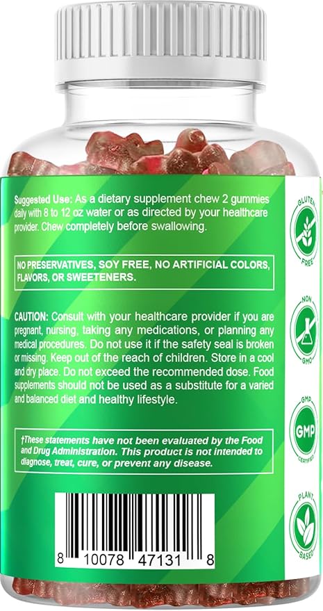 Vitamatic Irish Sea Moss Gummies – 3000mg Equivalent Per Serving (from Extract 132.5mg) – 60 Ct Made with Bladderwrack & Burdock Root – Seamoss Supplement for Thyroid, Energy & Immune Support