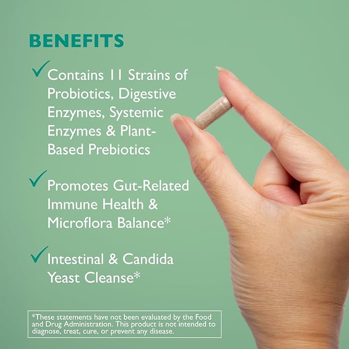Floracor - Supports Gut & Intestinal Health - Premium Probiotic, Prebiotic and Enzyme Formula - 60 Vegetarian Capsules