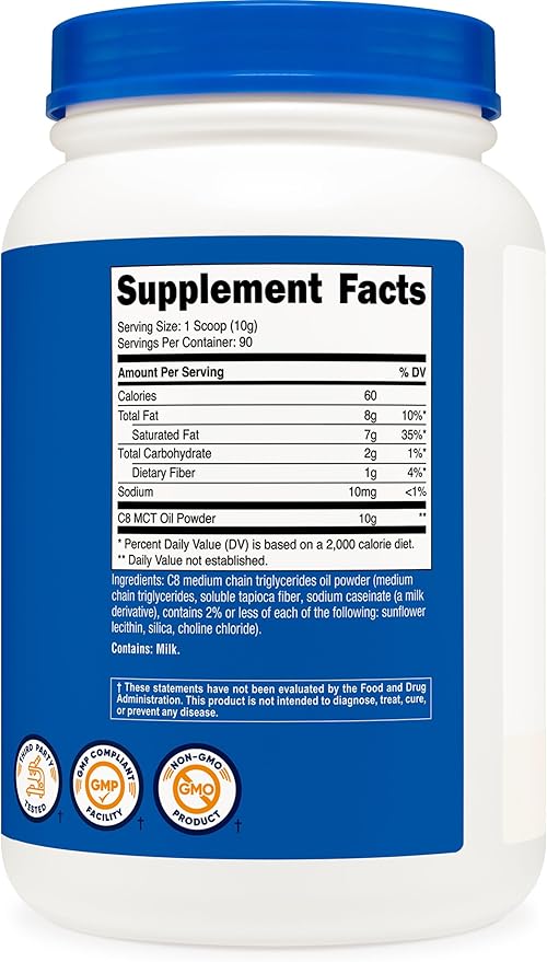 Nutricost C8 MCT Oil Powder 2LBS (32oz) - 95% C8 MCT Oil Powder