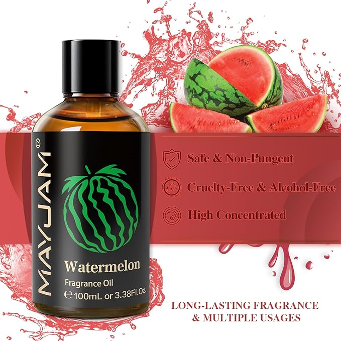 100ML/3.38FL.OZ Watermelon Fragrance Oils with Glass Dropper, Essential Oils for Diffusers for Home, Long Lasting Scented Oils for Diffusers Soap Candle Making
