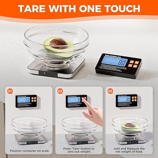 Food Scale with Split Wireless LCD Display, 33lb Digital Kitchen Scale with 7 Units Tare Function, 0.1oz High Accurate Smart Cooking Scale for Baking/Cooking/Meal Prep/Milk/Dieting