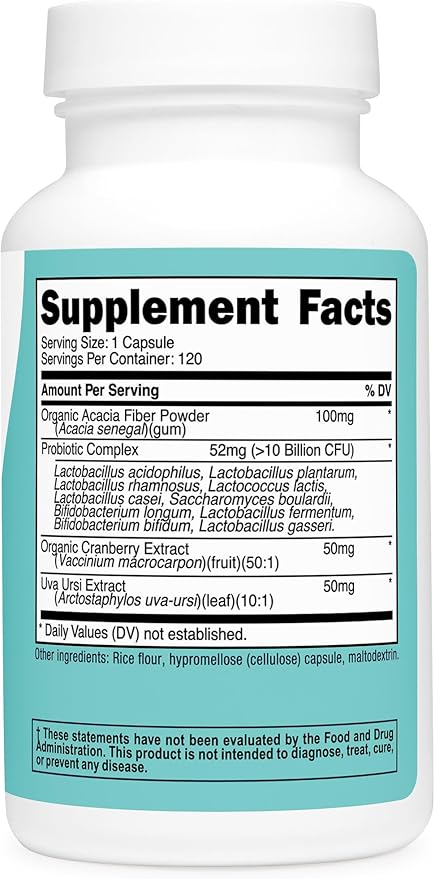Nutricost Probiotic for Women 10 Billion CFU, 120 Capsules - Complex with Acacia Fiber, Uva Ursi & Cranberry Extract, Non-GMO & Gluten Free