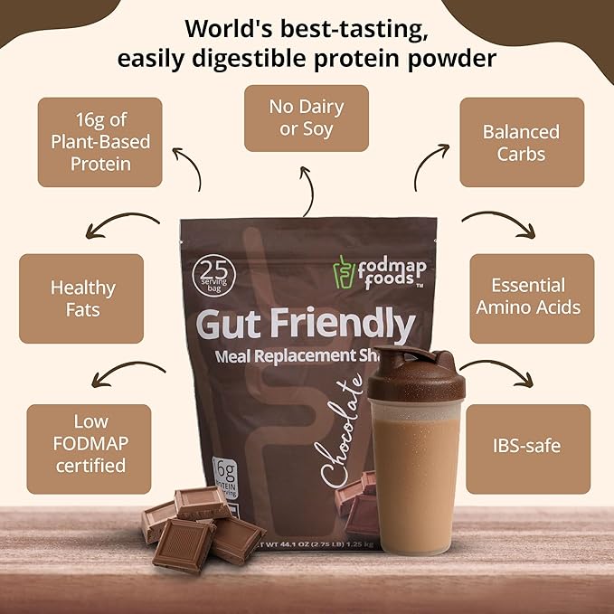 Certified Protein Shake Powder Meal Replacement – Gut Friendly 16g Plant Based Protein, Low Fermentation, Gluten-Free High Protein Meal Replacement Shake Powder | 25 Servings 44.1oz