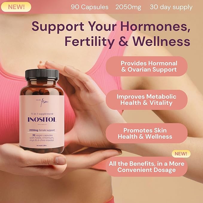 QSTA Myo-Inositol & D-Chiro Inositol Supplement for Women 2050mg (40:1 Ratio) – 9-in-1 Hormonal & Metabolic Support with Folate, Vitamin B6, B12, D3, Zinc & Chromium