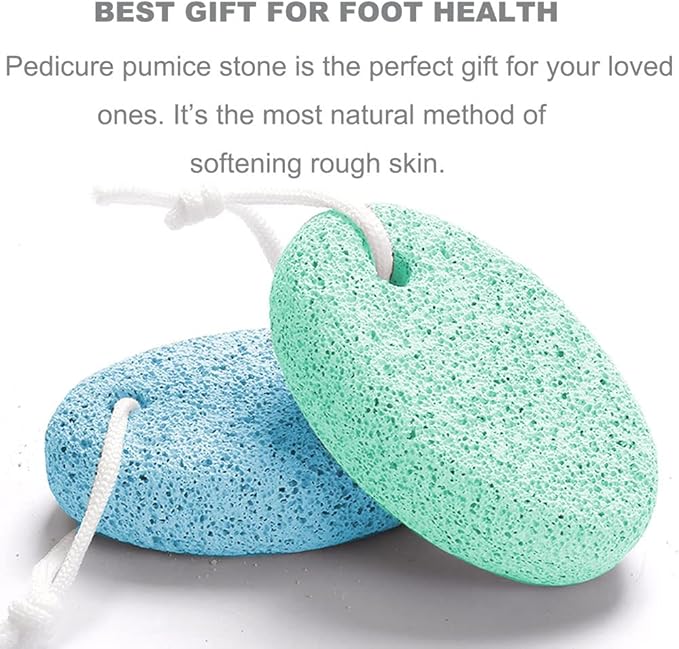 Natural Foot Pumice Stone for Feet, Borogo 2-Pack Lava Pedicure Tools Hard Skin Callus Remover for Feet and Hands -Blue&Green