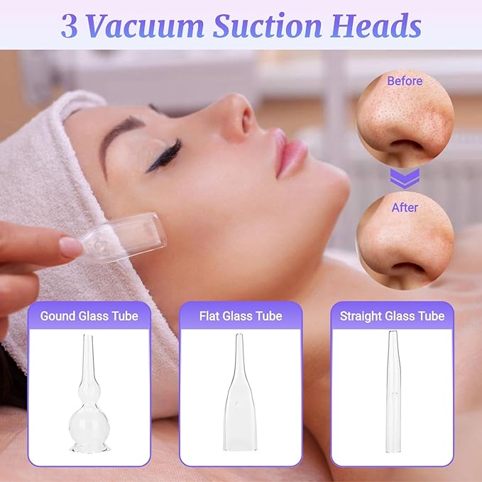 Diamond Microdermabrasion Machine, 64cmHg Suction Power Professional 3 in 1 Dermabrasion Facial Skin Care Device with Spray Bottle and Vacuum Glass Tube, Beauty Equipment for Salon Personal Home Use