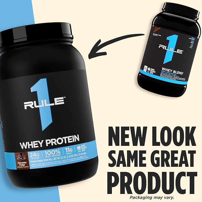 Rule 1 Whey Protein – 24g Fast-Acting Protein from All-Whey Sources with Naturally Occurring EAAs & BCAAs for Workout Recovery or Anytime Use (2 Pounds*, Salted Carmel)
