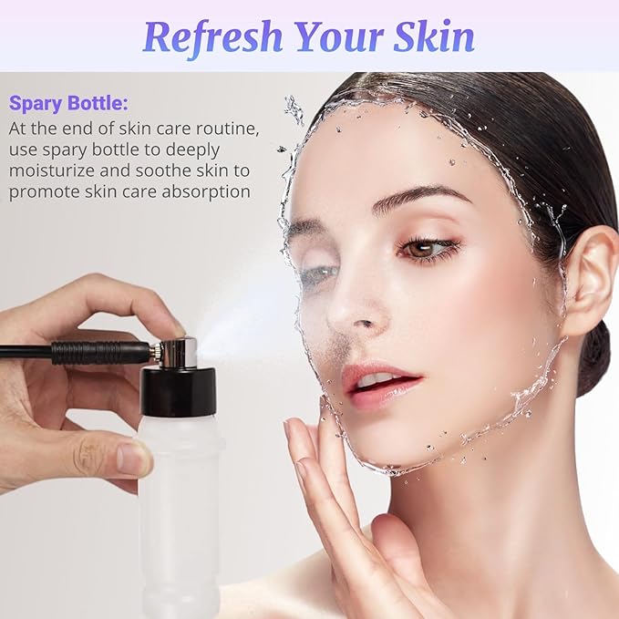 Diamond Microdermabrasion Machine, 64cmHg Suction Power Professional 3 in 1 Dermabrasion Facial Skin Care Device with Spray Bottle and Vacuum Glass Tube, Beauty Equipment for Salon Personal Home Use