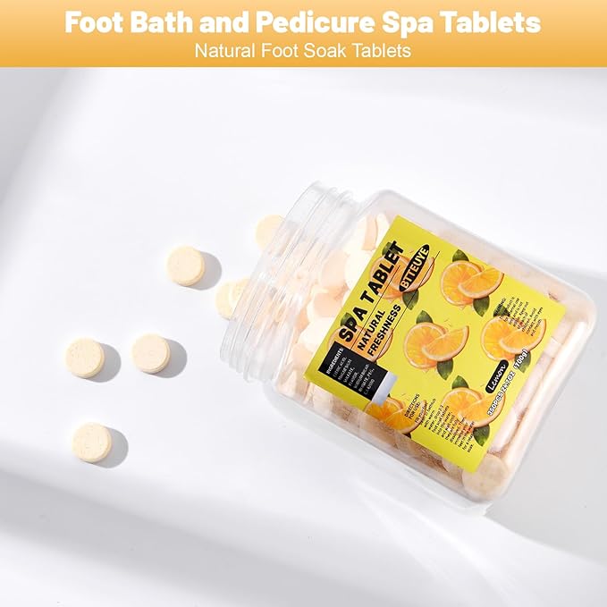 Foot Spa Soak Tablets for Calluses,Foot Pedicure Soak,Natural & Refreshing,Relieve Fatigue,Soothe & Protect Feet,Lemon Scent,350-Count