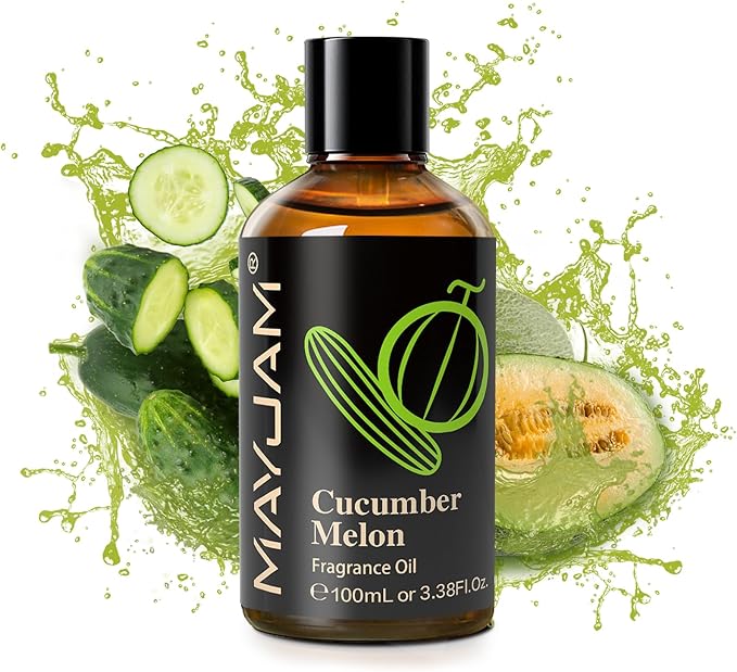 100ML/3.38FL.OZ Cucumber Melon Fragrance Oils with Glass Dropper, Essential Oils for Diffusers for Home, Long Lasting Scented Oils for Diffusers Soap Candle Making
