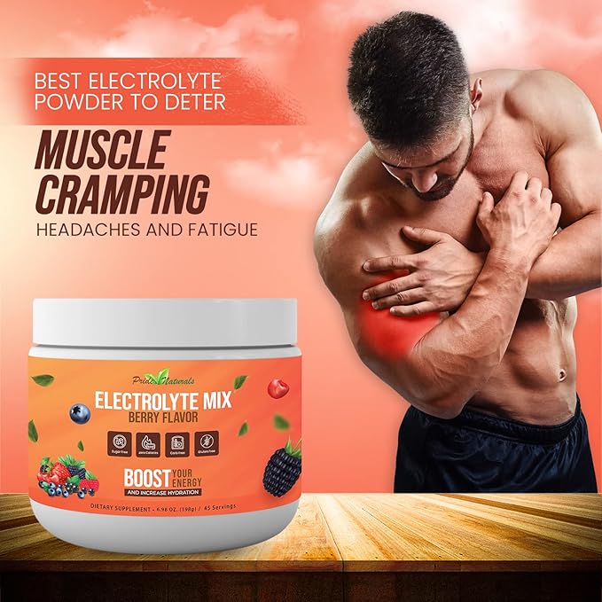 Electrolyte Powder - Refreshing Workout Recovery Electrolytes, Sugar Free, Gluten Free & Vegan, Pure Keto & Paleo Hydration Beverage, Immune Boosting Vitamins (198 Grams, Berry)