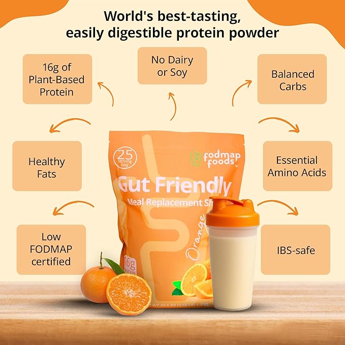 Certified Protein Shake Powder Meal Replacement – Gut Friendly 16g Plant Based Protein, Low Fermentation, Gluten-Free High Protein Meal Replacement Shake Powder | 25 Servings 44.1oz