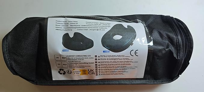 Donut Pillow Chair Seat Cushion, Memory Foam Firm Coccyx Pad Donut Cushion for Long Sitting, Office Chair, Gaming Chair and Car Seat Cushion - Black 15.5 * 17.5 * 5.5in