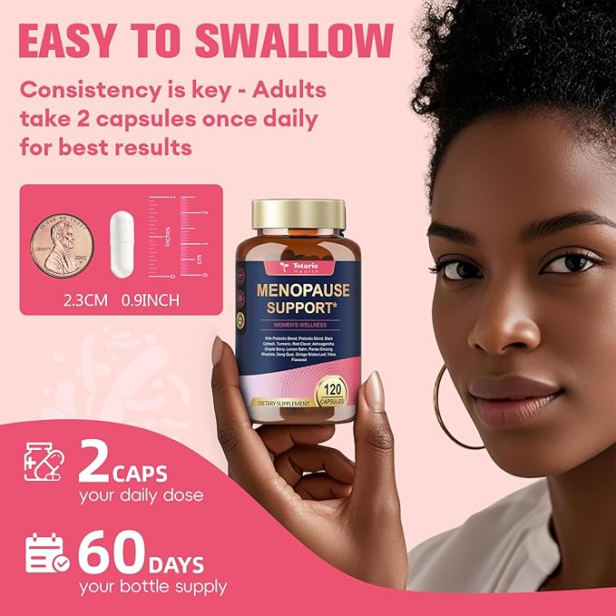 Complete Menopause Supplements for Women, 40-in-1 Hormone Balance for Women Night Sweats Relief*, Hot Flashes, w/Black Cohosh, Probiotics, DIM, Vitex, Dong Quai, Red Clover, 120 Capsules