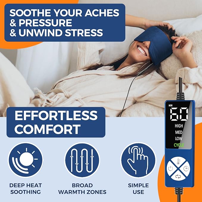 Large Sinus Heating Pad for Face with Dual-Mode Heating, Heated Eye Mask Sinus Mask Electric Face Heating Pad for Dry Eyes, Sinus Pressure Relief, Migraine, Tension Headache, TMJ Relief