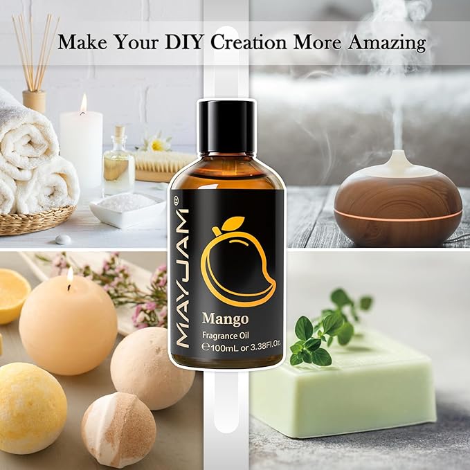 100ML/3.38FL.OZ Mango Fragrance Oils with Glass Dropper, Essential Oils for Diffusers for Home, Long Lasting Scented Oils for Diffusers Soap Candle Making