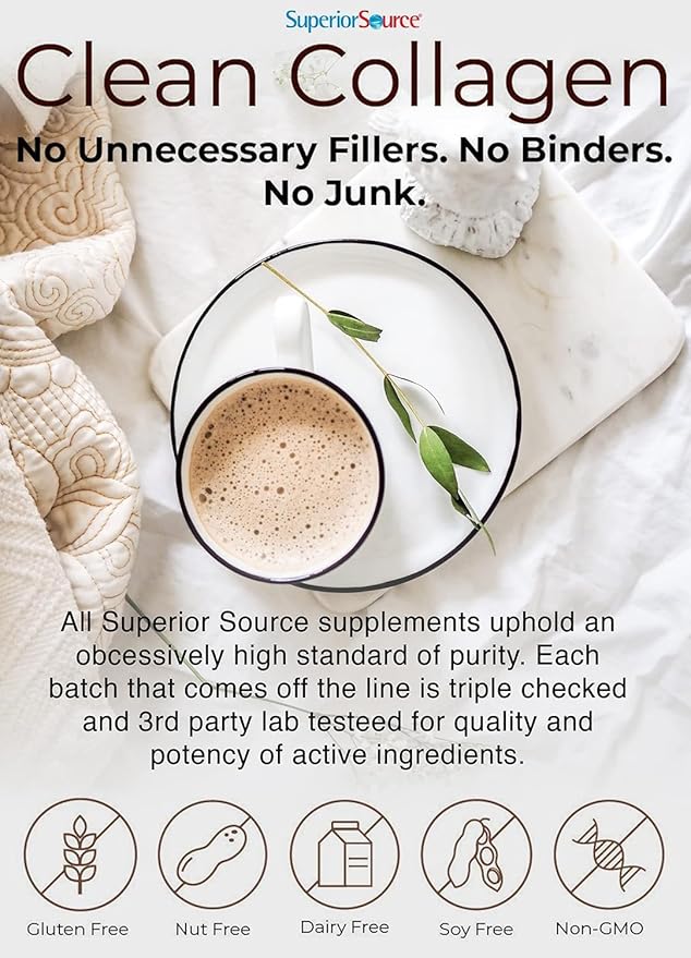 Superior Source Beauty Collagen - Collagen Powder from Grass-Fed Cows - Supports Healthy Hair, Nails & Skin - Features Biotin, Vitamin C & Hyaluronic Acid - 12.7 oz