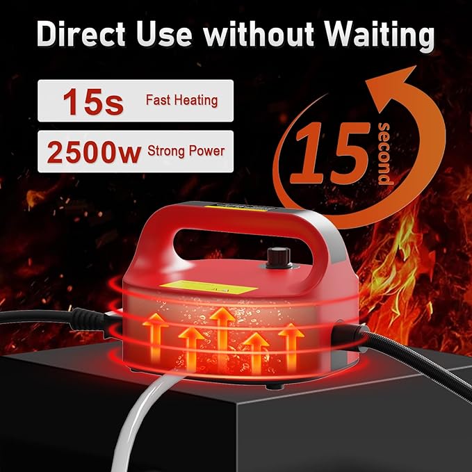 2500W Handheld Steam Cleaner, High-Temperature Pressurized Steam Cleaner, Grout Steam Cleaner, High Heat Steamer for Cleaning Couch, Floor Tile, Bathroom, Microwave, Mattress Bed Bugs, Windows