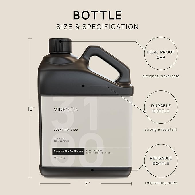 VINEVIDA [Gallon (128 Fl Oz)] Scent NO. 3100 Fragrance Oil for Cold Air Diffusers, Aromatic Notes of Spices Tobacco Vanilla, Essential Oils for Diffuser Oil Refill & Air Freshener Room Spray