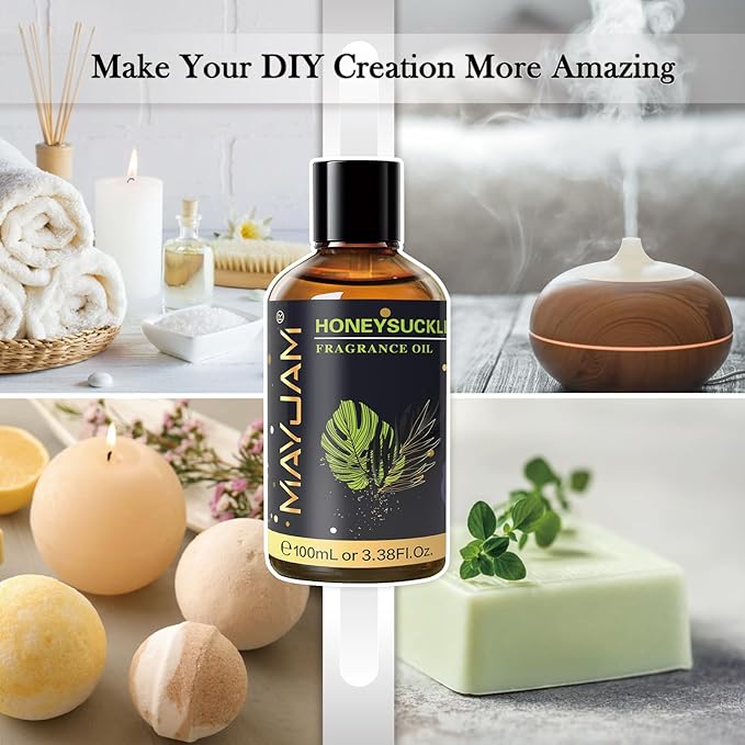 100ML/3.38FL.OZ Honeysuckle Fragrance Oils with Glass Dropper, Essential Oils for Diffusers for Home, Long Lasting Scented Oils for Diffusers Soap Candle Making