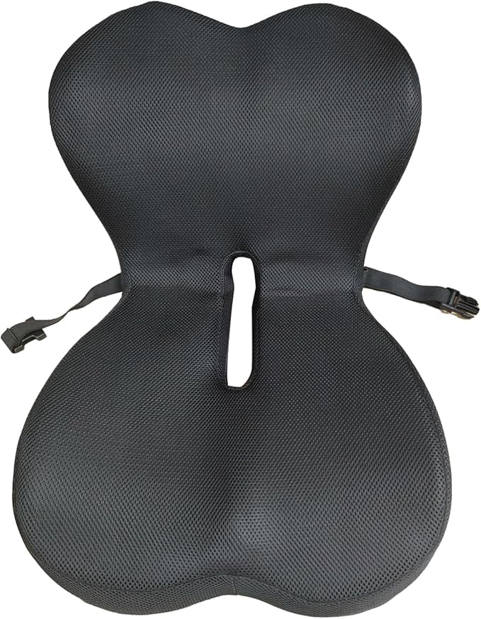 Memory Foam Seat Cushion,Office Chair Cushion with Lumbar Support for Back Pressure Relief, Car Seat Cushion with Adjustable Strap,Sciatica Pad Cushions for Car,Truck, Desk (C-Black+Mesh Cloth)