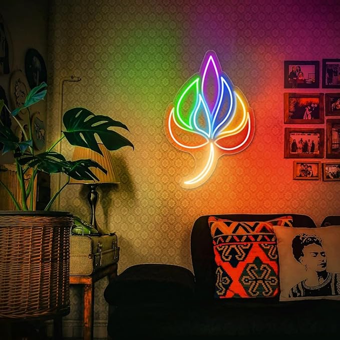 Seven Charka leaf neon sign,Charkas neon sign,Chakra Symbols Neon, Yoga neon, Mandala neon, Meditation sign, Peaceful Sign, Psychic Chakras Healing Exercise, Yoga Studio, Storefront, Meditation