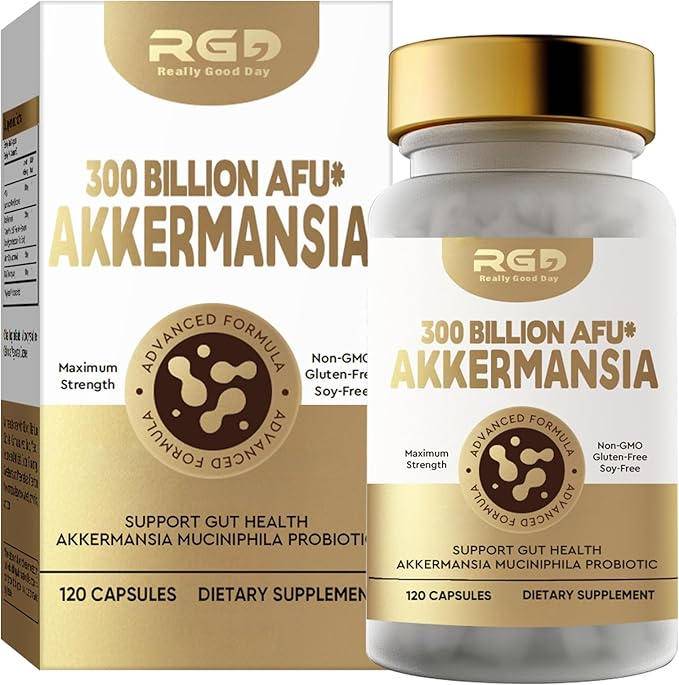 RGD 120 Capsules GLP-1 Akkermansia Probiotics 300 Billion AFU, Prebiotics and Probiotics Muciniphila for Immune & Overall Digestive Health, Gut Supplement for Men & Women