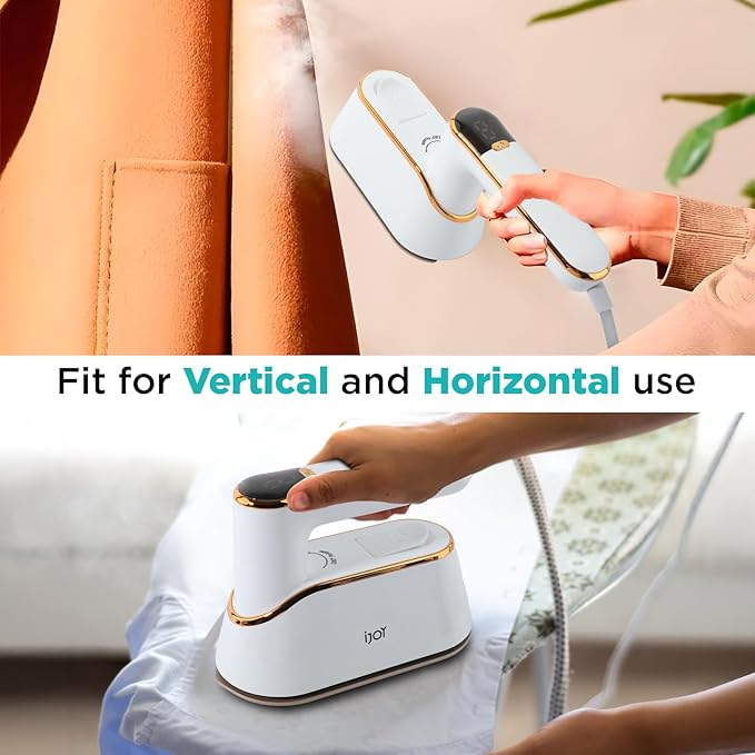 iJoy Travel Steamer Iron 1200W Portable Handheld with 4 Modes & LCD Display – Fast Heating in 10s, 180° Swivel Handle, Powerful Wrinkle Remover for Home, Dorm & Travel (White)