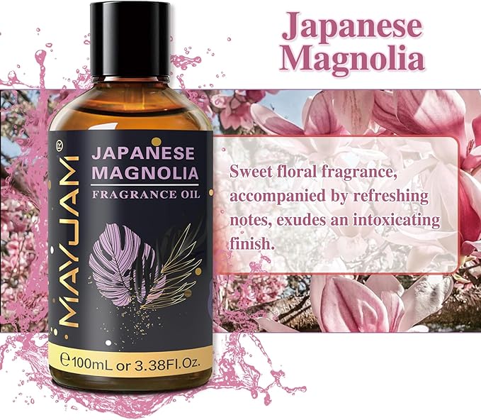 100ML/3.38FL.OZ Japanese Magnolia Fragrance Oils with Glass Dropper, Essential Oils for Diffusers for Home, Long Lasting Scented Oils for Diffusers Soap Candle Making