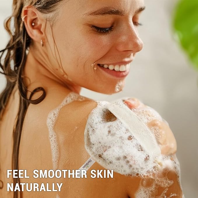 Vietnamese Natural Loofah Exfoliating Body Scrubber Pads, 100% Plant-Based Shower Luffa Sponge, Bath Loofah for Women Men, 2-Pack