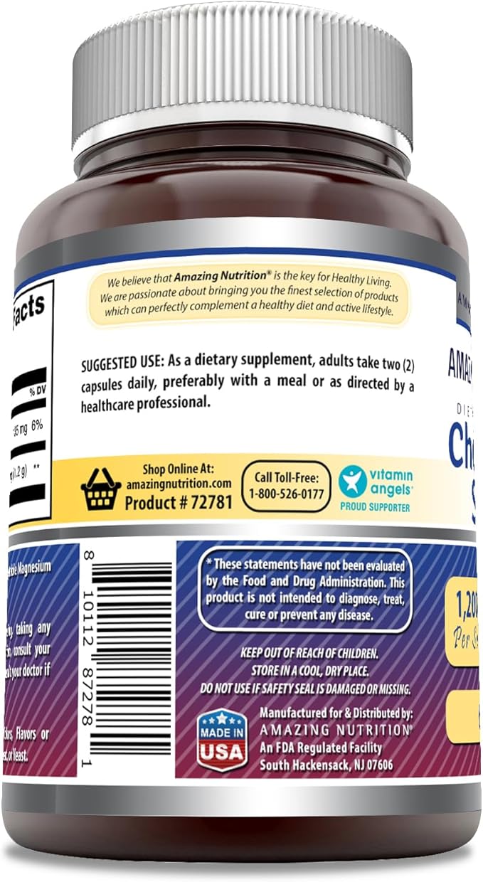 Amazing Formulas Chondroitin Sulfate 1200 mg Per Serving Supplement | Capsules | Non-GMO | Gluten Free | Made in USA (1 Pack, 60 Count)