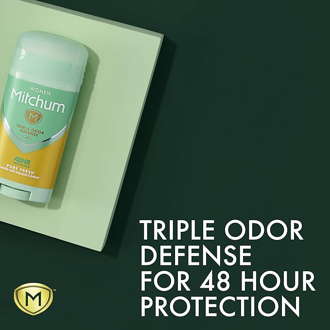 Mitchum Women Triple Odor Defense Invisible Solid Antiperspirant Deodorant, Pure Fresh, 2.7 oz