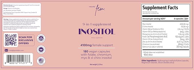 Premium Inositol Supplement Bundle - Myo-Inositol & D-Chiro Inositol Supplement for Women 4100mg (40:1 Ratio) – 9-in-1 Hormonal & Metabolic Support with Folate, Vitamin B6, B12, D3, Zinc & Chromium