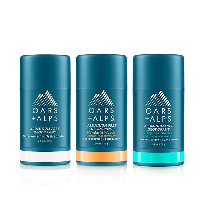 Oars + Alps Aluminum Free Deodorant for Men and Women, Dermatologist Tested and for Sensitive Skin, Travel Size, Variety, 3 Pack, 2.6 Oz Each